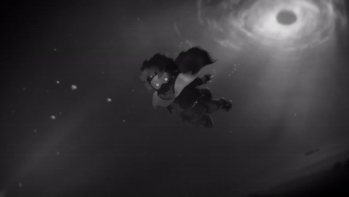 a black and white photo of a person flying in the air
