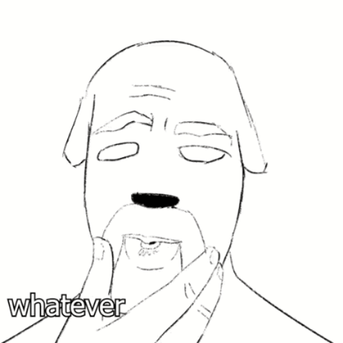 Simple line drawing of Jake the Dog covers his eyes.