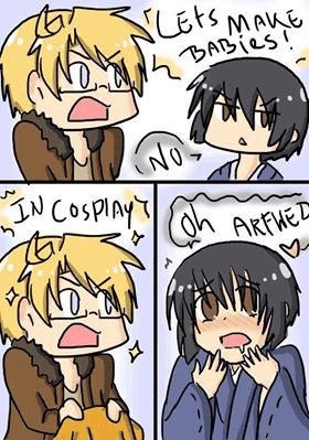a cartoon of two boys talking to each other and one of them is saying `` let 's make babies '' .