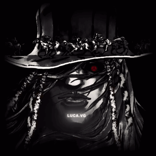 a black and white drawing of a person with luca.vg written underneath