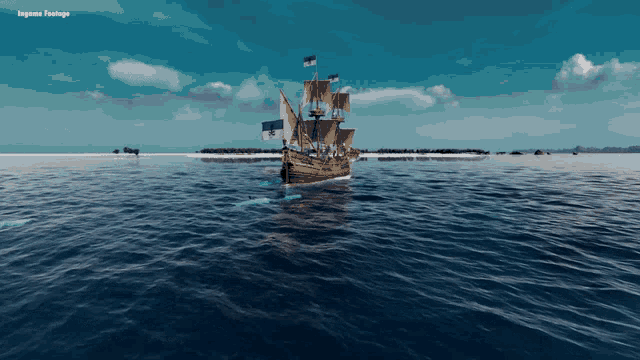 a video game screen shows a ship in the ocean and says ' lagune footage ' at the top