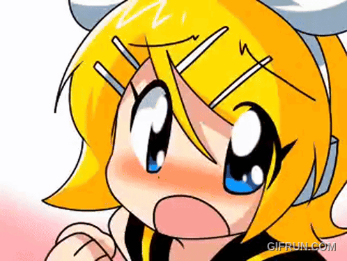 a cartoon girl with yellow hair and blue eyes is making a funny face .
