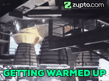a picture of a building with the words getting warmed up on the bottom