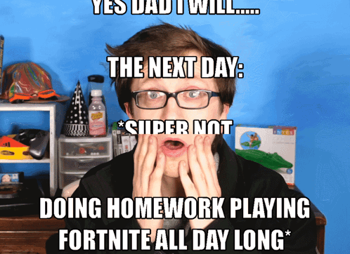 a man with glasses and a surprised look on his face says yes dad i will