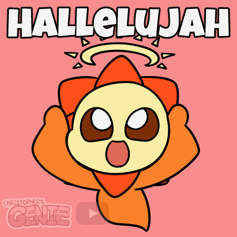 a cartoon of a flower with the words hallelujah written above it