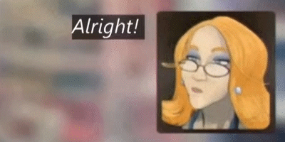 a cartoon of a woman wearing glasses and the words `` alright '' behind her .