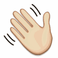 A large waving-hand emoji is shown on a white background.