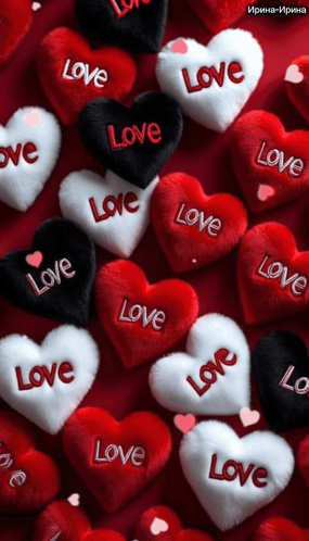 A narrow vertical pattern repeats red hearts labeled “Love.”