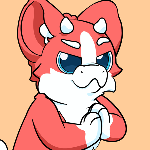 a cartoon drawing of a red and white animal
