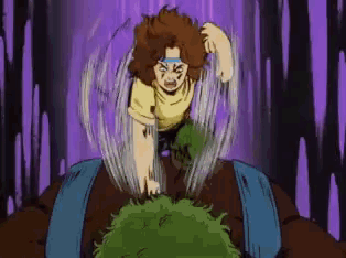 a cartoon drawing of a man with a blue headband on