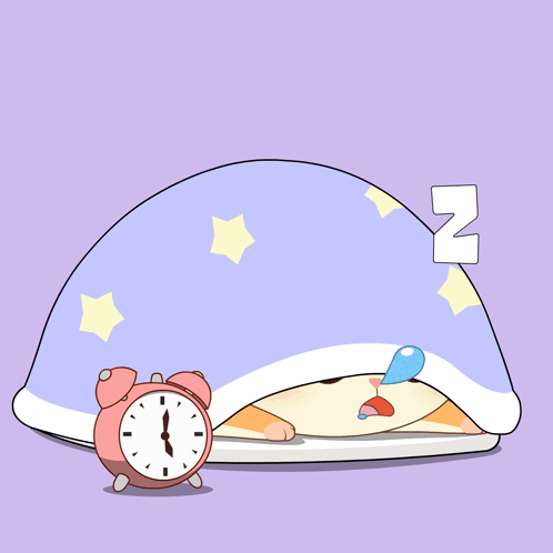 a cartoon illustration of an alarm clock with a hammer coming out of it