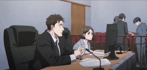 Hiromi Higuruma from Jujutsu Kaisen sits in a meeting room looking drained.