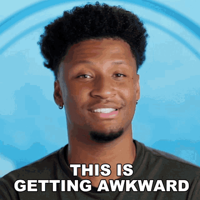 a picture of a man with a caption that says " this is getting awkward "