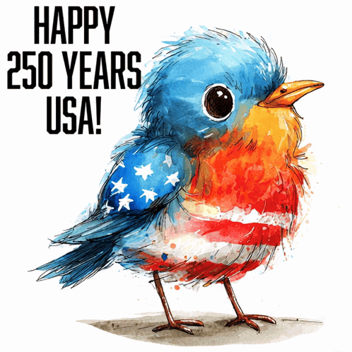 a drawing of a bird with the words happy 250 years usa on the bottom
