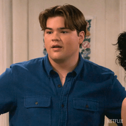 Nate from That ’90s Show looks startled and uncomfortable.