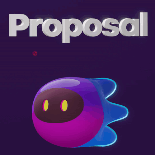 the word proposal is on a dark background with a purple object