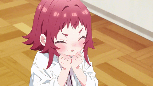 a girl with red hair is wearing a lab coat