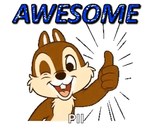 A cartoon chipmunk gives a thumbs up beneath “AWESOME.”