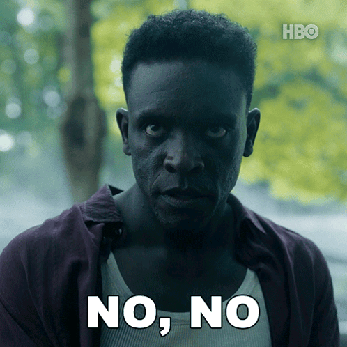 a man in a purple shirt and white tank top says no , no