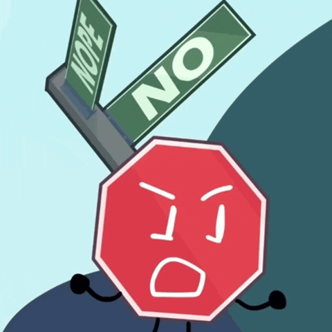 a stop sign has a face drawn on it under a sign that says no