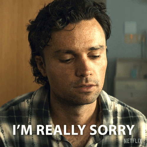 a man in a plaid shirt says i 'm really sorry on a netflix poster