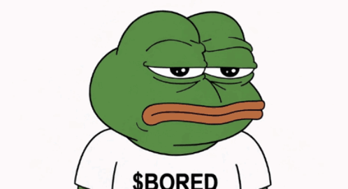a frog wearing a shirt that says $ bored on it