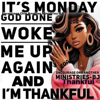 a picture of a woman with the words it 's monday woke me up again and i 'm thankful