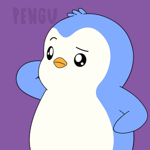A blue cartoon penguin scratches its head in confusion.