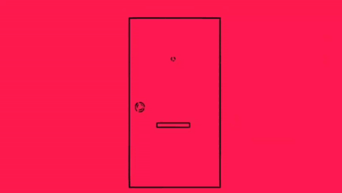 a cartoon of a man in a suit and tie standing in an open door .