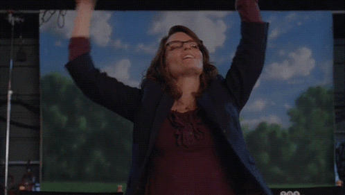 a woman with her arms in the air with the words high five ing a million angels below her