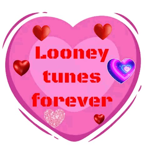 a pink heart with hearts and the words looney tunes forever