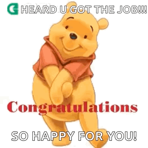 Winnie the Pooh holds a red balloon beside “Congratulations, SO HAPPY FOR YOU!!”