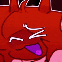 a close up of a cartoon character 's face with big orange eyes