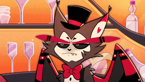 a cartoon character with a top hat and bow tie