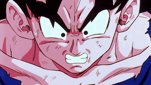a close up of a cartoon character 's face with an angry look on it