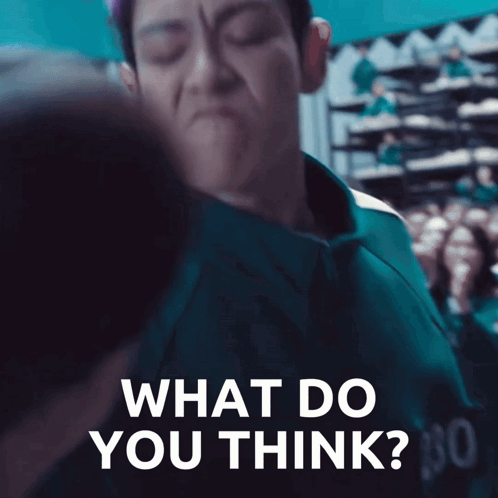 a man in a green jacket is asking another man what do you think .