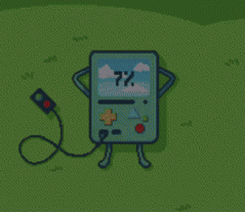 a pixel art drawing of a game controller with the number 15 % on the screen