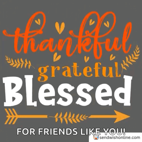 a picture of a thankful grateful blessed message for friends like you .