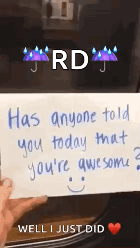 A handwritten “you’re awesome” card appears with a red heart.