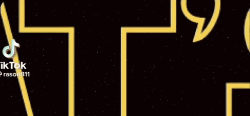 a tiktok video of a star wars logo on a black background with stars in the background .
