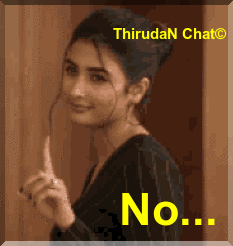 A woman turns around with the yellow caption “No...”