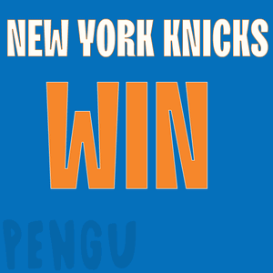 a new york knicks poster with a penguin holding a red basketball