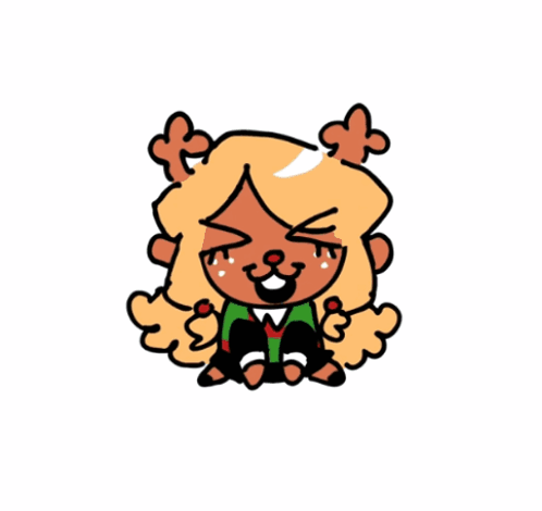 a cartoon drawing of a deer girl with blonde hair and big eyes