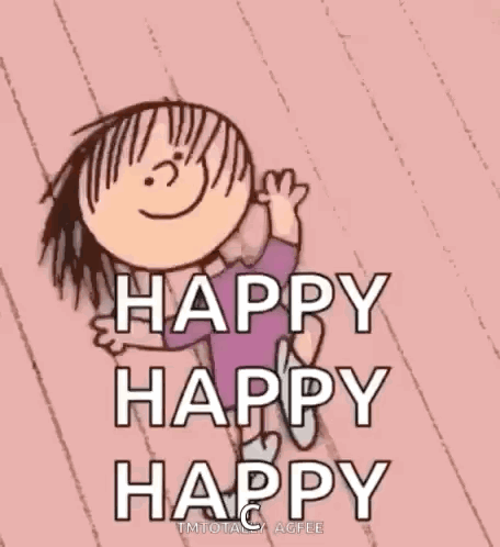 A cheerful illustrated child waves under “HAPPY HAPPY HAPPY.”