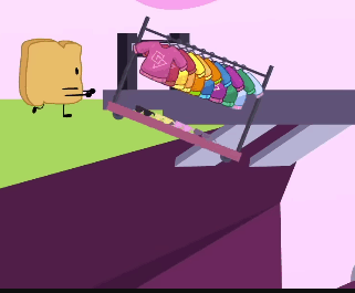 a cartoon character is standing next to a clothes rack
