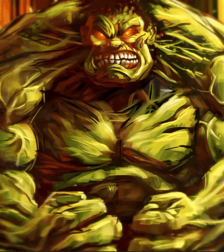 The Hulk snarls amid swirling green energy.