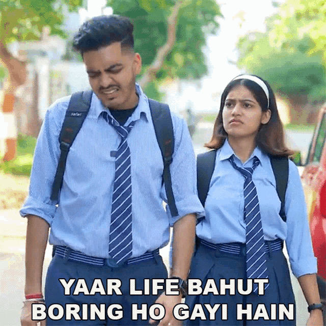 a man and a woman holding hands with a caption that says yaar life bahut
