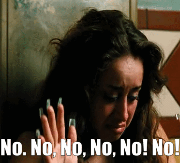 a woman with long nails is crying and says no no no no no no