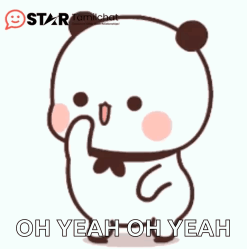 A white cartoon bear dances with “OH YEAH OH YEAH” on screen.