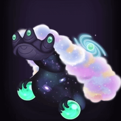 a cartoon drawing of a creature with a galaxy on its back